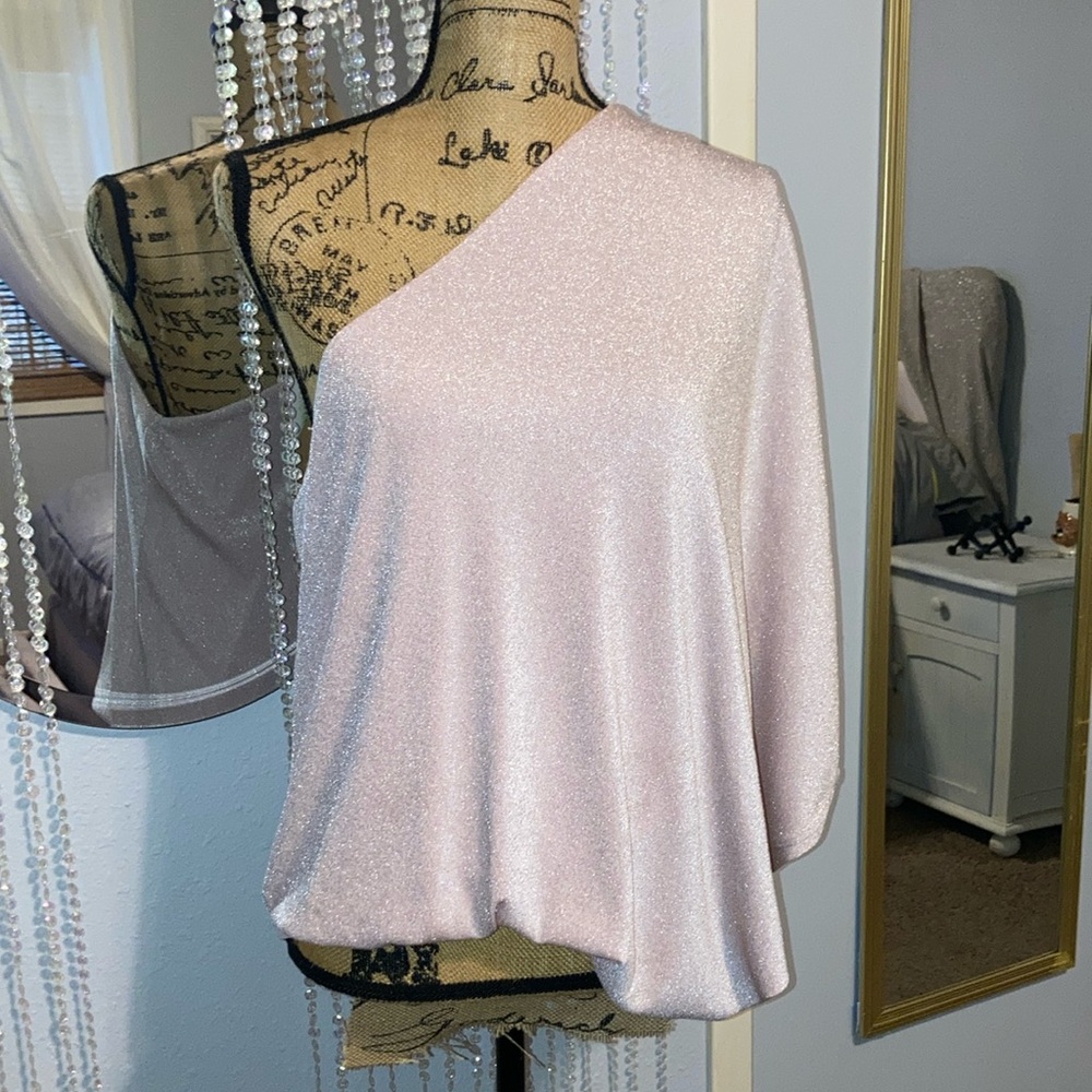 Main Strip Shimmering Pink One Shoulder Top